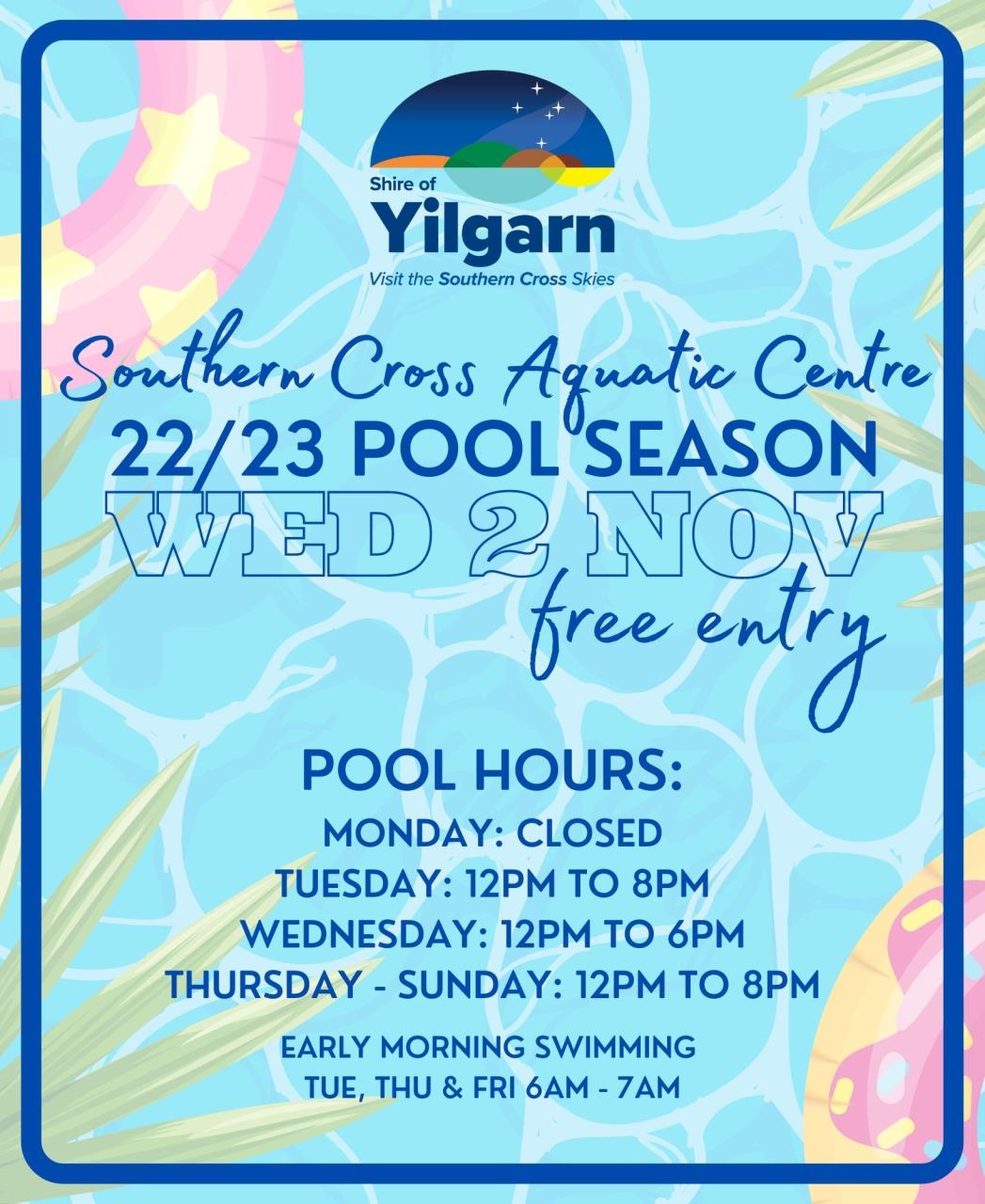 Pool open hours poster