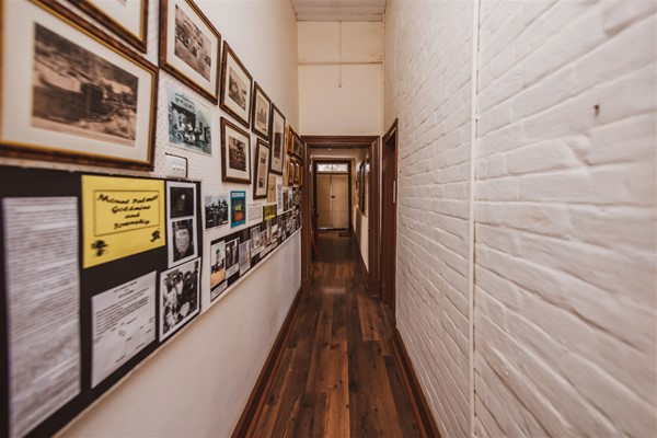 Mine photo display down hallway